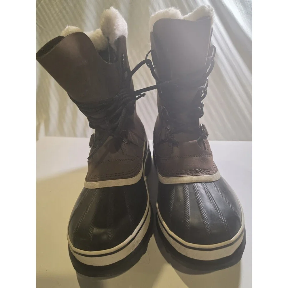 Sorel Caribou Waterproof Insulated Snow Boots Men's Brown Lace-Up Round Toe 9.5